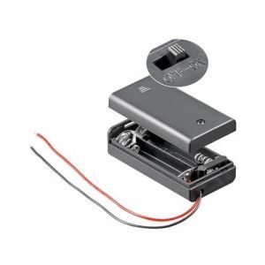 CABLEPELADO Support de Batterie avec Interrupteur on/Off | Support de Batterie AA | Câble de 200 mm | Tension Totale : 3 V (1,5 V par Pile) | Convient pour 2 Piles LR6 AA (FR6, HR6, LR6) (CABLEPELADO, neuf)