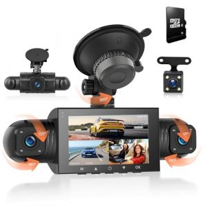 360&deg; Dashcam Voiture, avec 4 x Cam&eacute;ra 1080P Avant et Arri&egrave;re Gauche Droite avec Carte 64G, 3" Dash Cam&eacute;ra Vision Nocturne/Vid&eacute;o en Boucle/G-Sensor/Moniteur de Stationnement 24H/Aide au Stationnement (Rimoody Direct, neuf)
