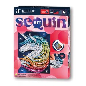 Kitfix - Sequin Art Red - Licorne poussière d'étoiles - Image à paillettes - 21 x 28 cm - Kit de création pour enfants et adultes de plus de 6 ans - 2202 (Kitfix, neuf)