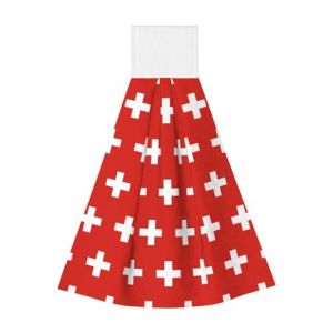 Serviette portable &agrave; suspendre Drapeau Suisse Serviette de cuisine en velours super absorbant Serviette de cuisine pour enfants adultes Salle de bain Cuisine &agrave; suspendre (wangzhenyangxiaodian, neuf)