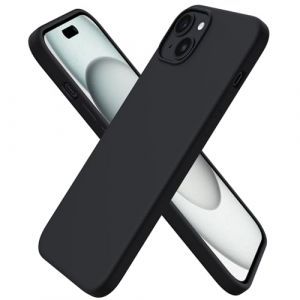 ORNARTO Coque pour iPhone 15 Plus, Case en Silicone Liquide Compatible avec iPhone 15 Plus 6,7 Pouces, Étui Fine Slim, Protection Complète Housse Souple, Cover Antichoc-Noir (ORNARTO FR, neuf)