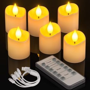 PChero Bougie Chauffe Plat LED Rechargeable, 6 Fausse Bougies à LED Flamme Vacillante Bougie Decorative Electrique avec Télécommande pour Deco Noel Anniversaire Mariage Maison Chambre (BestChoice FR, neuf)