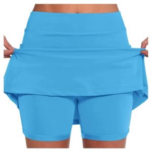 Jupe Short Femme 2 en 1 Jupe pour Femme avec Poche Décontracté Jupe Courte Femme Elastique Jupe de Pantalon Femme Respirant pour Golf Tennis Jupe-Culotte Taille Moyenne Pour Femmes S-XXL (usitable, neuf)