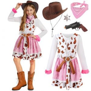 BuntWunder Deguisement Cowgirl Enfant, D&eacute;guisement Costume Carnaval Fille avec Bandana, Chapeau Cowboy Enfants Filles 3-10 Ans pour Carnival Cosplay Party (S) (Phoenixsystem DreamCold Kft., neuf)