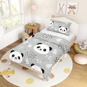 Morbuy Parure de Lit 90x190 Enfant - Panda Housse de Couette 90x190 et Taie d'oreiller 40x60 cm - Dessins animés Housses de Couettes Enfant Doux Ensemble de Literie en Microfibre (Morbuy, neuf)