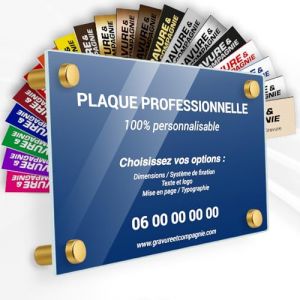 Plaque Professionnelle Troglass Personnalis&eacute;e - Plaque professionnelle M&eacute;decin, Infirmier, Avocat - Dimensions, Couleur, Taille, Texte, Logo personnalisable (Fond Bleu Medium) (GRAVURE ET COMPAGNIE, neuf)