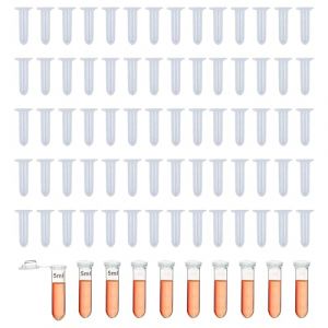 HUAZIZ 80 Pièces Micro Centrifugeuse Tubes, 5ml Clear Micro Plastic Tube, Tube à Essai Gradué Labo, Rond Micro Centrifugeuse Tubes (HUAYUE-EU, neuf)