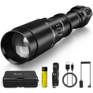 KEENZO Lampe Torche Infrarouge, 5W 850NM LED, Lentille de Fresnel, Rechargeable par USB, Infrarouge pour Vision de Nuit, Mise au Point Rapide et Variateur D'intensité avec Indicateur Marche/Arrêt (KEENZO2018, neuf)