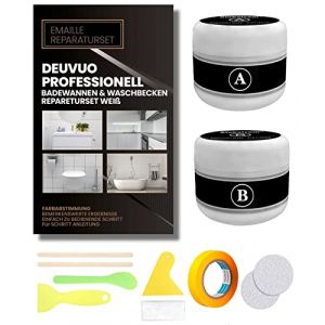 Kit de réparation en porcelaine – Kit de réparation de baignoire en fibre de verre pour acrylique, porcelaine et émail – Kit de réparation d'évier en porcelaine pour rayures, trous, fissures (blanc) (Deuvuo - EU, neuf)