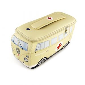 BRISA VW Collection - Volkswagen Trousse Universelle en Néoprène pour Maquillage, Cosmétiques, Toilette, Pochette T1 Combi Bus (Ambulance/Beige/Grand) (BRISA Entertainment GmbH, neuf)