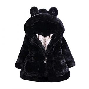 Uni-Wert Manteau Fille Fausse Fourrure Hiver Blouson &agrave; Capuche B&eacute;b&eacute; &Eacute;pais Chaud Veste Oreilles de Lapin Enfant Manteau (Skrsila, neuf)