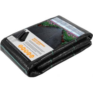 Dripex Toile de Paillage 1Mx10M, Geotextile de Paillage Contre Les Mauvais Herbes en 90g/m² Fibres de Polypropylène Tissées Perméable à l'eau, Résiste Rayons UV, Anti Repousse (Elektronik Trade, neuf)
