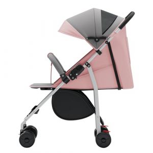 Poussette 3 en 1, Poussette Canne, Trio, Poussette Bebe, Landau Bébé, Accessoires, Adaptateurs Universels, Grandes Roues, 25kg, panier spacieux -C-rose (Hechheu, neuf)