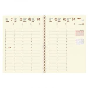 OBERTHUR - 1 Recharge Agenda Semainier Internationale 30 Spiral&eacute;e - Janvier 2026 &agrave; D&eacute;cembre 2026 - Format 21 x 30 cm - 2 Langues (Papeterie Libellus, neuf)