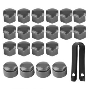 20 PCS Cache Ecrou 17 mm, Universel Capuchons d'écrou de Roue, Noir Boulon Ecrou Couvre pour écrous de Roue, Roue Écrou Roue Couverture Voiture Couvre, avec 1 Clip (Grigio) (huahuafengshenla2, neuf)