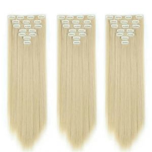 Ensemble De Cheveux &Agrave; Clipser Avec Clips Extensions De Cheveux Synth&eacute;tiques Faux/Faux Cheveux Blonds Eunice Cheveux Longs (Jingqijin, neuf)