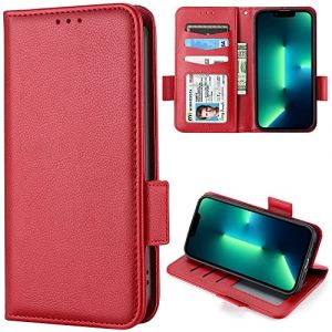 BELLA BEAR Coque pour Doro 8100/Doro 8200, &Eacute;tui Portefeuille en Cuir &agrave; Rabat magn&eacute;tique, &Eacute;tui de b&eacute;quille, &Eacute;tui de Protection Antichoc pour Doro 8100/Doro 8200-Rouge (BELLA BEAR, neuf)