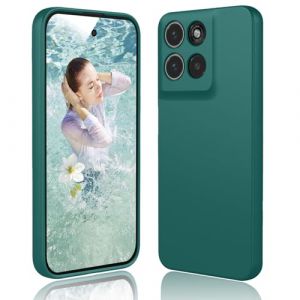 DESSEN Coque pour Motorola Moto G56 5G &Eacute;tui - Liquide Silicone Housse Antichoc Protection Case Souple Mince TPU Cover Bumper avec Doublure en Microfibre Anti-Rayures, Vert Fonc&eacute; (Woshanya, neuf)