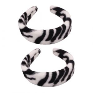 Ipetboom Lot de 2 Bandeaux Larges Z&egrave;bre pour Femme, Accessoire Cheveux Doux en Fausse Fourrure D&rsquo;Automne-Hiver, Serrage-T&ecirc;te pour Coiffure &Eacute;l&eacute;gante et Usage Quotidien (KinRoZ, neuf)