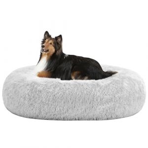 HMTOPE Lit orthopédique pour Chien Coussin Rond pour Chien Canapé pour Chien Lit pour Chat Donut Panier Douillet pour Chien Lavable, 80 cm Ø, Gris Clair (HMTOPE, neuf)