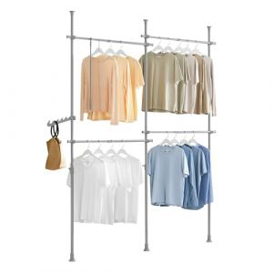 SoBuy Portant à vêtements télescopique solide - Penderie ouverte réglable avec tringles, Porte manteau pour chambre/dressing, Gris KLS03-HG (SoBuy-Shop-FR, neuf)