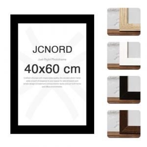 JCNORD Cadre Photo en Bois MDF Noir de 40x60 cm Avec Verre Plexi Incassable | Cadre Photo Moderne Pour Murs et Tables (Frame more, neuf)