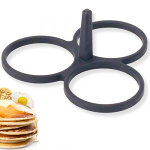 Moule de p&acirc;tisserie en silicone pour 3 pancakes,blinis,mini cr&ecirc;pes ou oeufs, Pancake Parfait gr&acirc;ce &agrave; ce moule &agrave; g&acirc;teau compatible avec po&ecirc;le de cuisson de taille interm&eacute;diaire. (Wondercook, neuf)