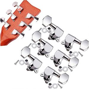 SDFAA 6 Pièces Accordeur Têtes Machine Guitare, Mécaniques de Guitare, Mécaniques Semi Fermées, Accordeur de Têtes de Machine Durable en Métal 3L3R, pour Guitare Électrique ou Acoustique (Argent) (ssssushangmao, neuf)