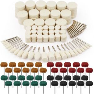 Celepoir 176 Pièces Tampon de Polissage en Feutre Kit, Polyvalente Roue de Polissage en Feutre de Laine, Disque de Polissages en Laine avec Tige 1/8", Roue de Polissages pour Bijoux, Metal, Verre (Chenshuowangluo, neuf)