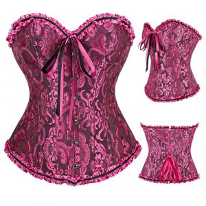 SilverChry Corset Femme, Broderie Bustier Classique, Sexy Steampunk Gothique Bustier Top,Corsage Dentelle Ventre Plat Corset Top (ZHSHE, neuf)