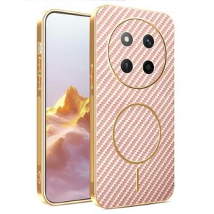 YUEQIAN Coque Magn&eacute;tique pour Honor Magic 7 Lite 5G (Magic7 Lite) / X9c, [Compatible avec la Chargement sans Fil] Tr&egrave;s Mince Fibre de Carbone &Eacute;tui, Doux Silicone Militaire Antichoc Housse. Rose (YUEQIAN-EU, neuf)