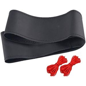 DIY Volant de Voiture, Couvre Volant de Voiture en Cuir à Coudre,Couvre Volant en Cuir Souple sur Le Volant de la Voiture avec Aiguille et Fil Accessoires intérieurs-40CM(Noir + Ligne Rouge) (GY-honeq☆, neuf)
