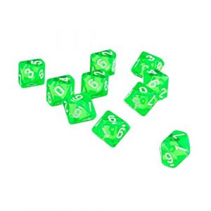 Sharplace Lot de 10Pcs Dés en 10 Faces Dice D10 Translucide en Plastique pour RPG Jeux de Société - Vert (RT Technology, neuf)