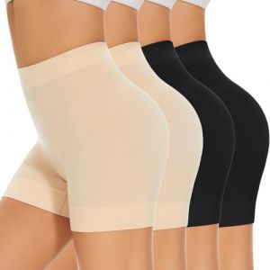SIMIYA Short Cycliste Femme sous Jupe ou Robe Anti-frottement Pantalons Legging Short Leggings Sport Femme Court sans Couture Boxer Short Lot de 4,2*Noir+2*Beige,XL (YIXINEU, neuf)