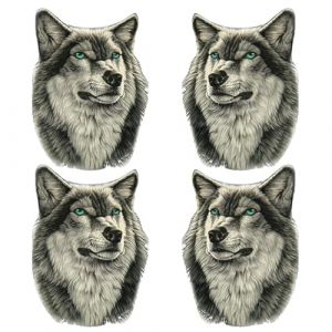 Autocollants Voiture, 4pcs Loup Stickers Personnalisé Autocollant RéFrigérateur De Capot Voiture, TêTe Loup Autocollants Stickers, pour voiture moto mur pare-chocs ordinateur portable bagages vélos (Gobfar store, neuf)