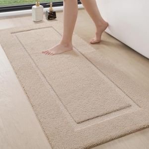 DEXI Tapis de Bain 60 x 150cm, Absorbant et Antiderapant, Lavable en Machine, Moelleux en Microfibre, pour Salle de Bains, Douche, Baignoire, Beige (DEXI-Direct, neuf)