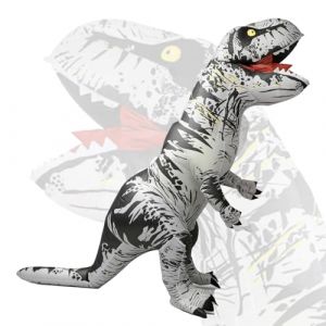 Eayaele Costume Dinosaure Adulte, Dinosaure Gonflable, Costume de Dinosaure T-rex pour Cosplay Halloween F&ecirc;te Costum&eacute;e (Blanc) (Leqing Leasing Co., Ltd, neuf)