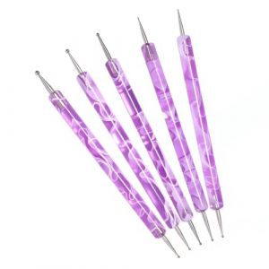 Lot de 5 stylos à pointillés pour ongles - Outil de coloriage - Manucure à pois - Kit d'outils de marbrage (violet) (NAEANSTOER, neuf)