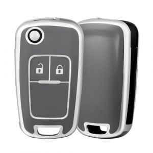 OFF WE GO Coque Clé Voiture pour Chevrolet 2 Boutons Voiture Clé à Télécommande Étui pour Aveo Matiz Cruze Captiva Spark Trax Opel Astra Meriva Mokka Zafira Coque Protection Clé Voiture,Argento Grigio (OFF WE GO, neuf)