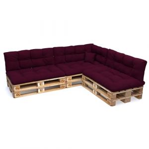 POKAR Set de 8 Coussins pour Palettes Euro: 3X Assise 120x80cm + 3X Dossier 120x40cm + 1x Dossier 60x40cm + 1x Coussin 40x40cm, Canapé de Jardin, Intérieur et Extérieur, sans Palette, Violet (EURAKOP-FR, neuf)