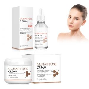 Eazerom 25 50g Glutathion Whitening Cream+ 30ml Glutathion Anti Aging Face Serum,Moisturizing Skin Brightener Serum,Glutathione White Cream Facial Dark Spots Remover,Skin Lightening Cream, (GouS-EU, neuf)