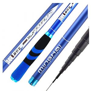 LUOSHUAI Cannes à PêChe à Main Tige de pêche télescopique de la Fibre de Carbone Polon-Carpe Ultralight Super Dur Travel 3.6/4.5/5.4/6.3/7.2m Canne A Peche Au Coup (Color : Blue, Length : 5.4 m) (LuoShuaiShangMao, neuf)