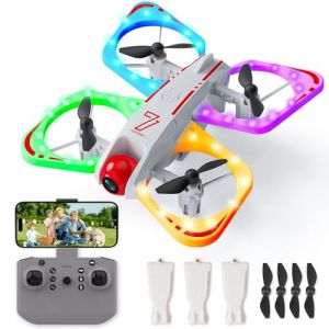 Handwell Drone avec Cam&eacute;ra, Mini Drones pour Enfants, Jouet HD 720P, Drone Radiocommand&eacute; avec Lumi&egrave;res LED, Flips 3D,Quadricopt&egrave;re Jouet d'ext&eacute;rieur Cadeau pour Gar&ccedil;ons et Filles de 6 &agrave; 8 Ans et Plus (DuoYouMi UK, neuf)