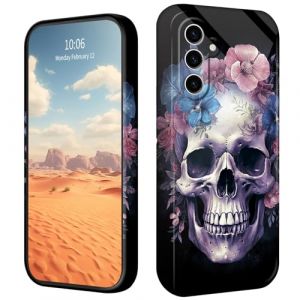 CGFGHHUY Coque de t&eacute;l&eacute;phone pour Samsung Galaxy A16 5G 6,7 pouces 2024 en TPU souple l&eacute;g&egrave;re et r&eacute;sistante aux chocs avec motif imprim&eacute; t&ecirc;te de mort fleur (CGFGHHUY, neuf)
