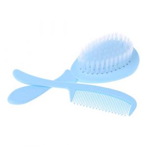 Ensemble peigne et brosse pour b&eacute;b&eacute; - Fournitures d'allaitement - Pour le bain, le lavage des cheveux - Poils doux - Pointe ronde - Sans danger pour le massage de la t&ecirc;te (lqiniHC, neuf)