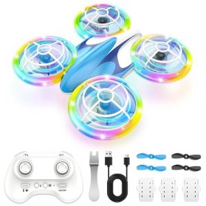 Charmofun Mini Drone Enfants, Helicoptere Telecommande avec Lumi&egrave;res, Mini Drone Radiocommand&eacute;, 360&deg;Flips avec Hauteurs, Jouet Cadeau pour Enfants et D&eacute;butants (Bleu) (Pulsepoint Market Kft., neuf)