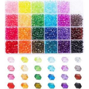 PH PandaHall 6mm Perles en Cristal &agrave; Facettes 24 Couleur Perles en Acrylique 2160pcs Perle Bicone Perles de Couleur Arc-en-ciel pour Colliers Bracelet Boucles Fabrication Bijoux D&eacute;cor d'&eacute;t&eacute; Mariage (Yizhou EU, neuf)