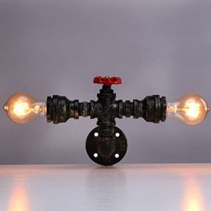 Puhui R&eacute;tro Industriel Tube d'eau Lampe Murale Int&eacute;rieur Vintage Water Pipe Applique Murale Industrial D&eacute;cor Loft Style &Eacute;clairage pour Bar Caf&eacute; Escalier Cuisine Restaurant Douille E27 Bronze (Poutvv-amz, neuf)