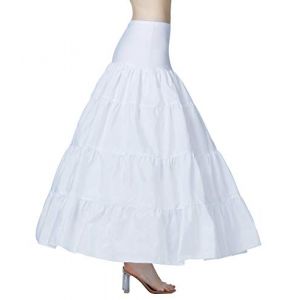 BEAUTELICATE Jupon Crinoline Long de Femme pour Robe de Mariage Mariée Soirée Cérémonie Jupe Tulle Rockabilly (Blanc - 3 Cerceaux & Ébouriffer, XL, 44-46) (BEAUTELICATE-FR, neuf)