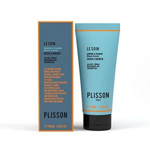 Plisson - Cr&egrave;me de Rasage Naturelle - Cr&egrave;me &agrave; Raser Visage, Cr&acirc;ne, Corps, Tous Types de Peaux - 99% d&rsquo;Ingr&eacute;dients d&rsquo;Origine Naturelle, Bisabolol et Alo&eacute; V&eacute;ra - Fabrication Fran&ccedil;aise - 100 ml (Brossier1808, neuf)